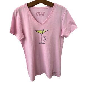 Life Is Good Crusher-Lite Tee Size Medium Dry Day Martini Short Sleeve Pink NEW